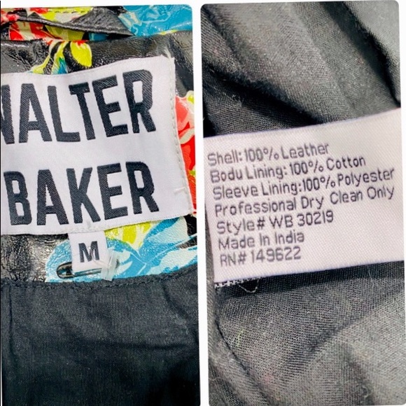 Walter Baker Lambskin Leather Floral Moto Jacket. - Picture 6 of 8